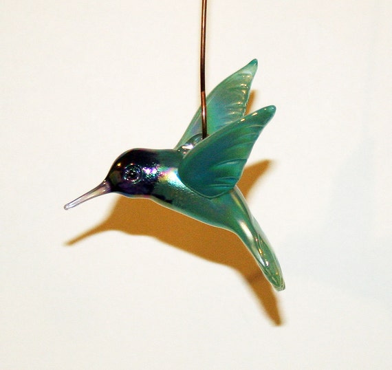 Hand Blown Glass Hummingbird by KevinFultonGlass on Etsy