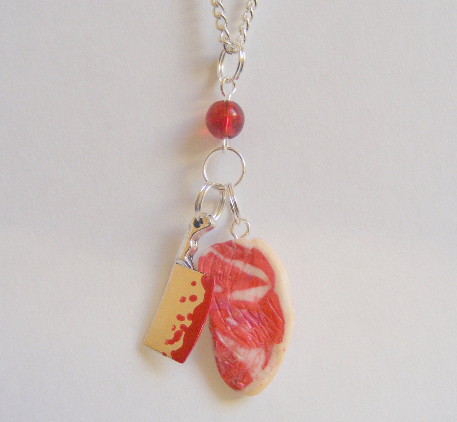 Food Jewelry Steak Necklace Steak and Meat Cleaver by NeatEats