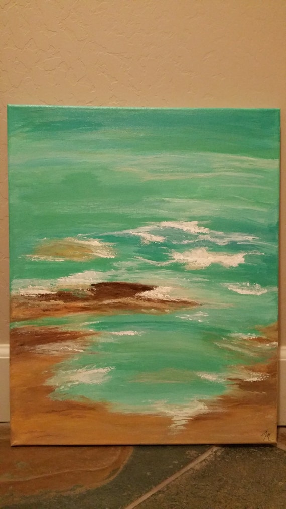 Items similar to Abstract Ocean Beach Painting Acrylic Impressionist ...