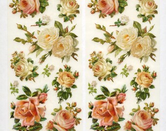 ROSE STICKERS, White Rose Stickers, Cream Rose Stickers, Victorian Rose Stickers, Victorian Stickers, Violette Stickers, Pink Rose Stickers