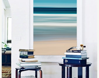 Large Abstract Beach Wall Art, Nautical Coastal Decor, Cape Cod Martha's Vineyard Beach Photography, Ocean Waves Photo, Blue Teal Aqua Beige