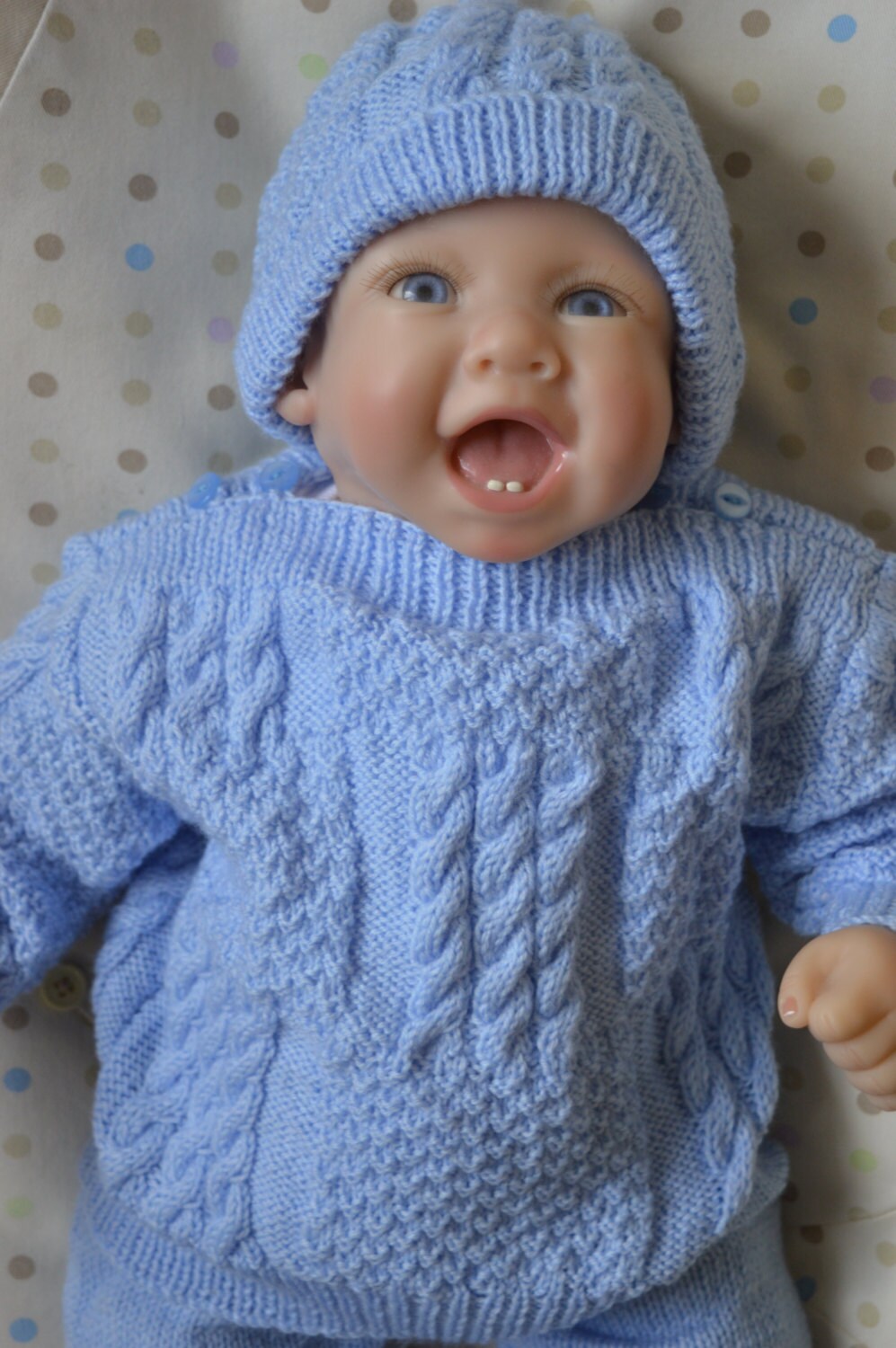 Irish Knit Sweater Set to fit 03 month Baby by Meganknits4charity
