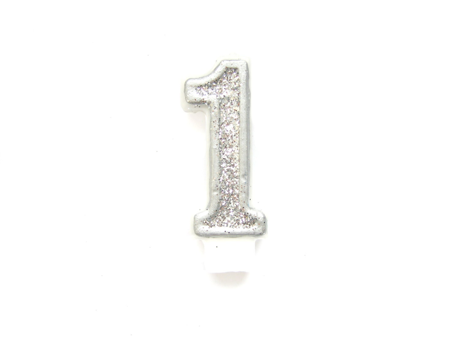 Silver Glitter Number 1 Birthday Candle birthday by Pelemele