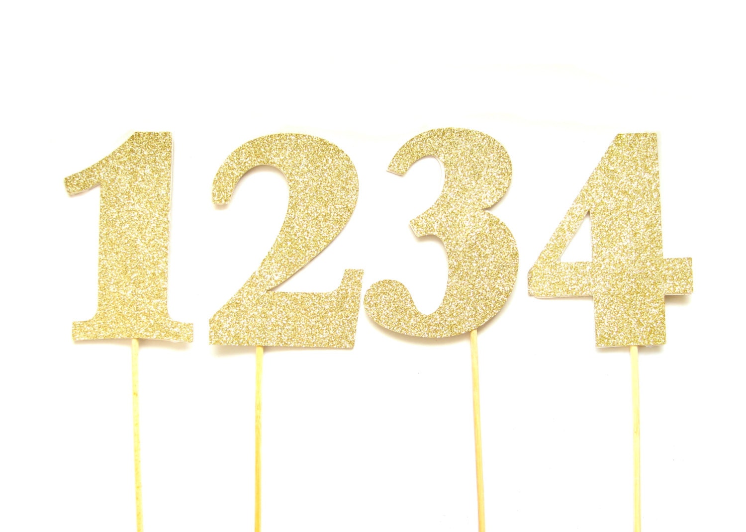 Large Gold Glitter Number Cake Toppers Table Numbers