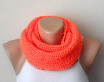 orange knit infinity scarf orange circle scarf