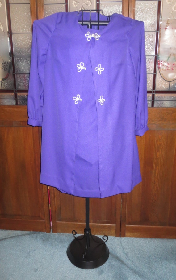Vintage Elegant, Handmade Blue Lavender All-in-One Crepe Coat Dress ...