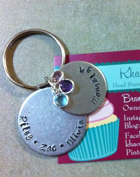 Hand Stamped 2 Circle Keychain