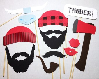 12 Lumberjack Photo Booth Props - Lumberjack Photobooth - Lumberjack Birthday Props - Lumberjack and Jill Party - Paul Bunyan Photo Props