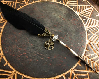 STEAMPUNK Quill Pen BLACK Ink Dip Porcupine Quill Feather Pen