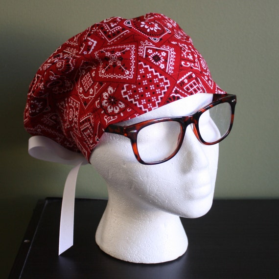 Red Bandana Surgical Scrub Hat