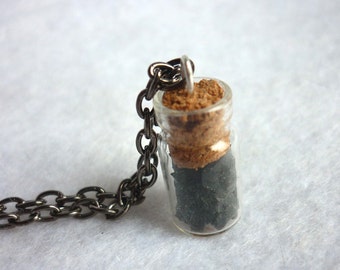 Black Crystal Vial Necklace