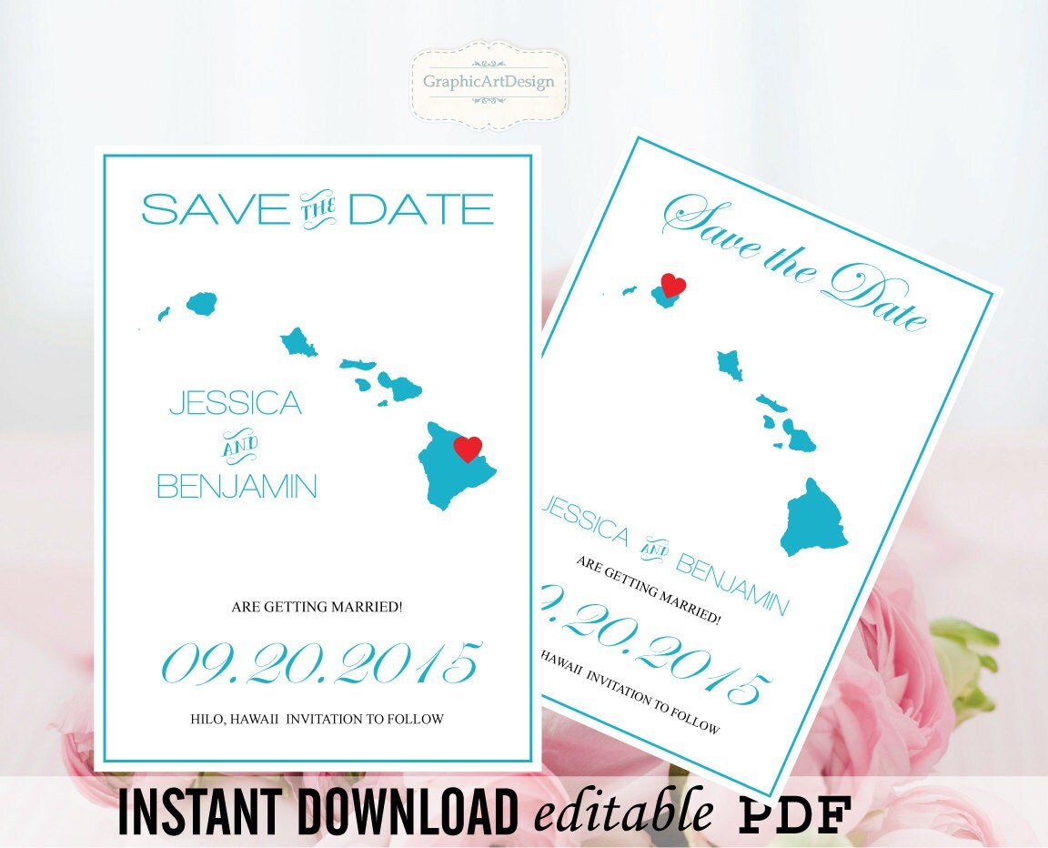 Editable map Hawaii Islands PDF