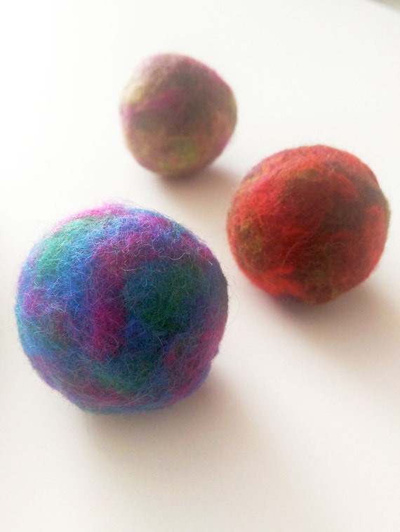 Bouncy Wool BALLS CATNIP TOYS Hand Felted Cat by oddballcattoys