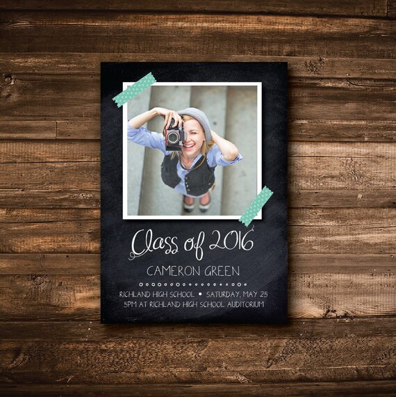 Chalkboard Graduation Photo Announcement 5x7 DIGITAL FILE