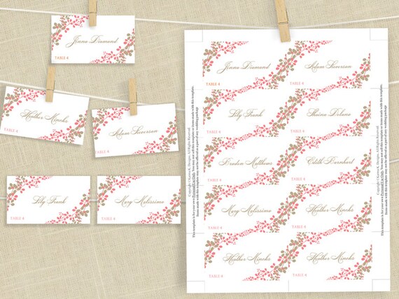 Escort FLAT Card Template Download Instantly By KarmaKWeddings