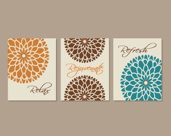 Teal And Brown Wall Decor canvas art orange and brown | etsy Teal And Brown Wall Decor canvas art orange and brown | etsy