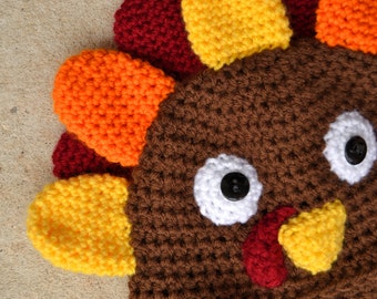 Crocheted Baby Hat Thanksgiving Turkey