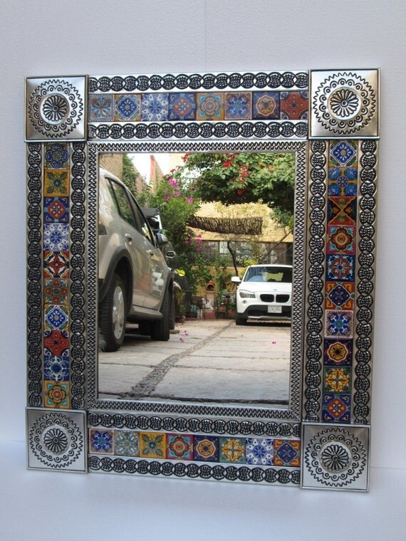 punched TIN TALAVERA MIRROR mexican folk art mirrors