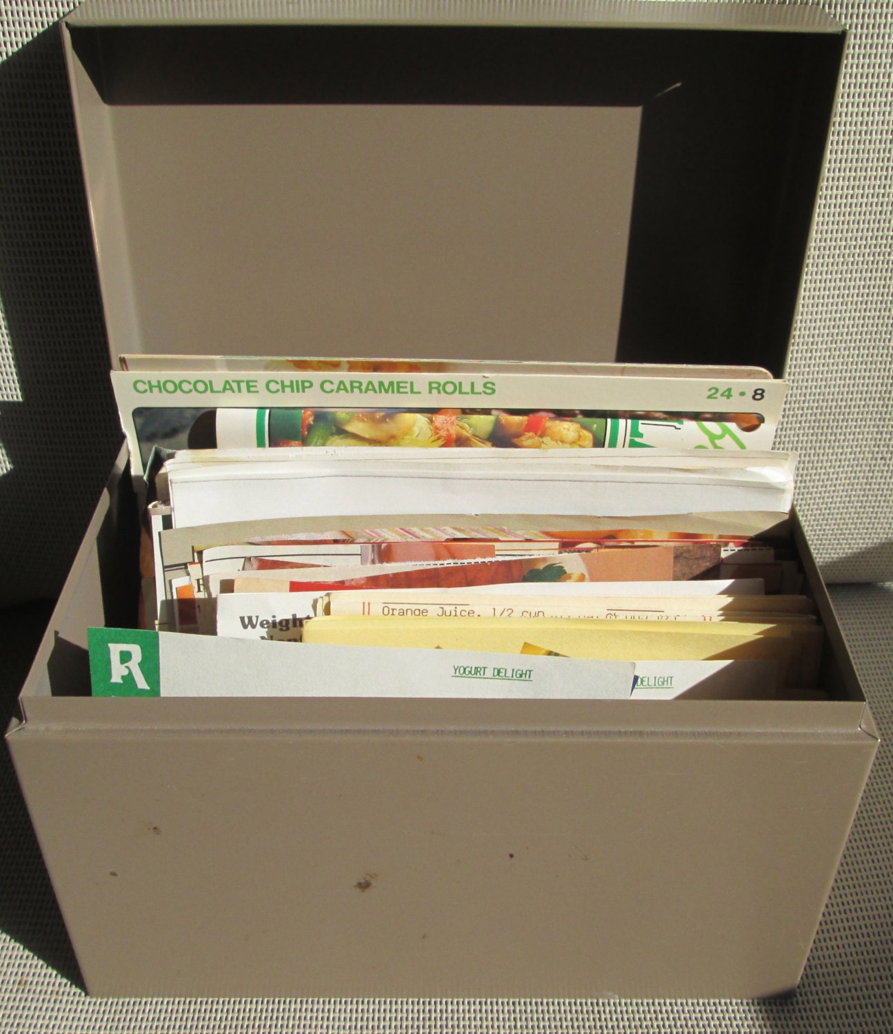 Vintage File Box Office Kitchen Recipe Organizer Flip Top Brown Haute