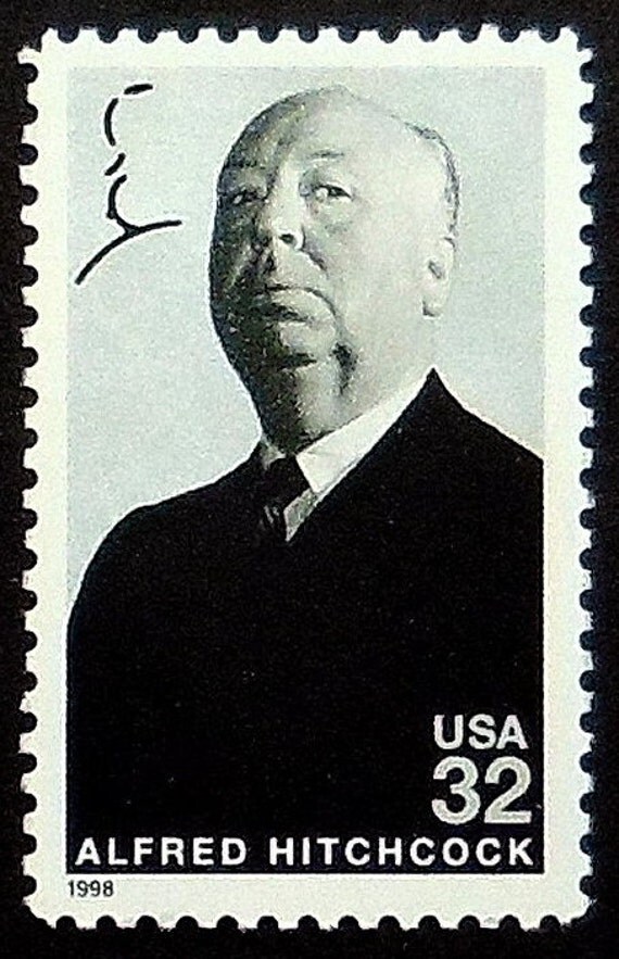 Alfred Hitchcock USA Movies Handmade Framed Postage Stamp Art