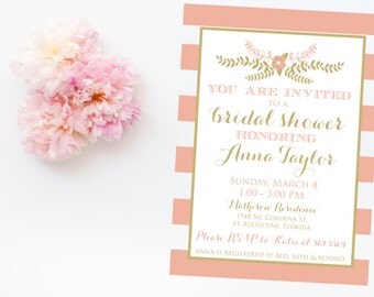 Pink and Gold Wedding Shower Invitation - Modern Wedding Shower Invitation - Printable Invitation