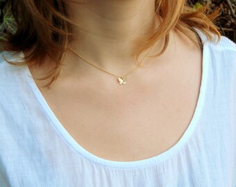 Small gold butterfly charm necklace, tiny butterfly necklace 14 kt gold filled chain butterfly charm necklace minimalist simple necklace 164