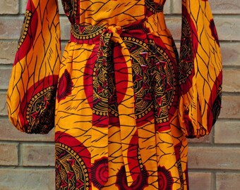 African print dress, African print wrap dress