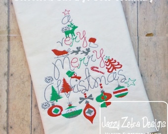 Merry Christmas Embroidery Design - Christmas Embroidery Design - Christmas tree Embroidery Design