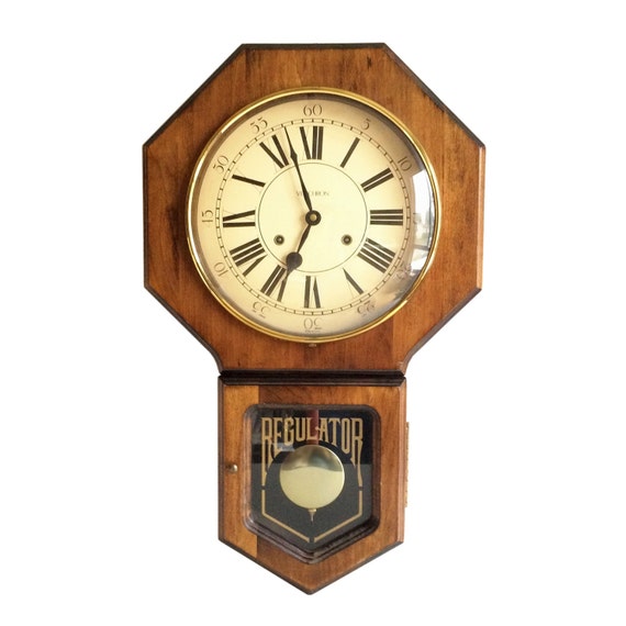 Vintage Verichron Regulator Wall Clock with Key Wind