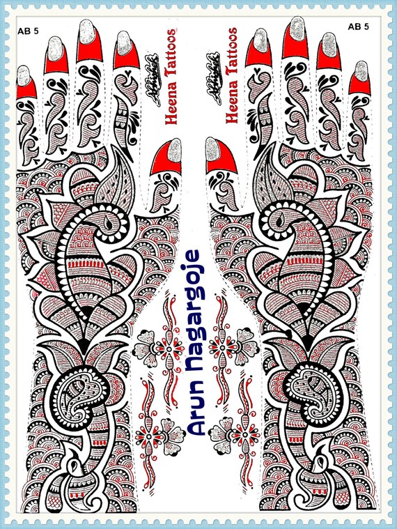 Henna Tattoos stickers - Tattos for hand - Temporary Self Adhesive