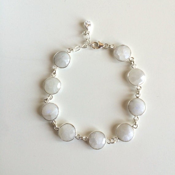 Beautiful Genuine Sterling Silver Wrapped Rainbow Moonstone Bracelet *Only Bracelet*