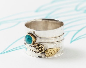 Boho Rings, Gemstone Rings, Turquoise Rings, Flower Rings, Statement Rings, Birthstone Rings, Thumb Rings, Boho Jewelry, Silver Rings JR068