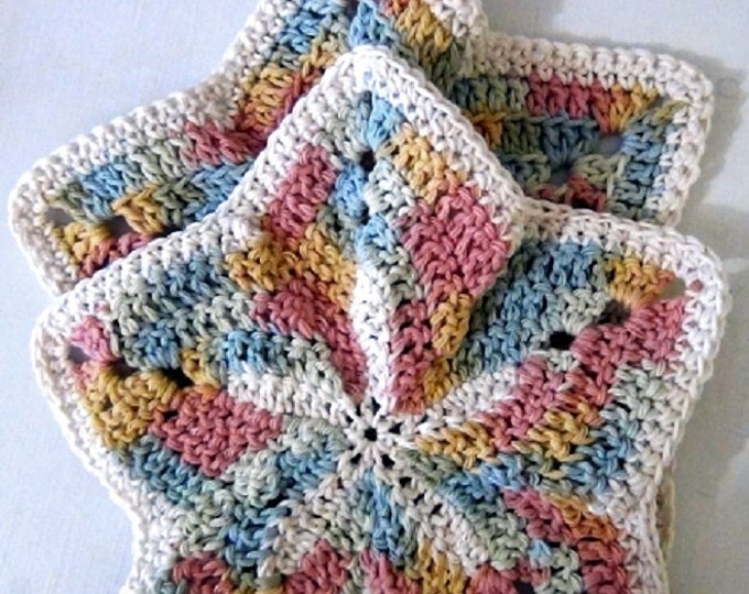 Beach Starfish Dishcloths Washcloths - Set of 2 colorful cotton