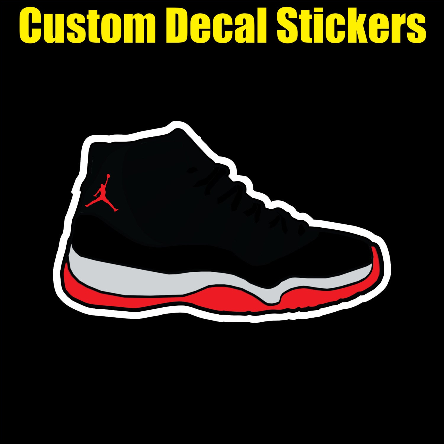 Jordan Retro 11 Bred Shoe Decal Sticker. 3 to 12 by ShirtLife365