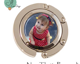 Custom photo Purse Hanger, Your photo on a purse hanger, Personalized purse hanger - purse hook - custom purse holder - folding purse hanger