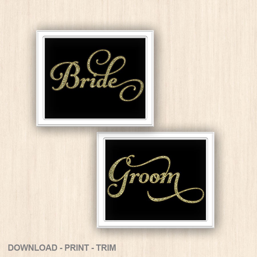 Gold glitter script printable Bride and by YourWeddingTemplates