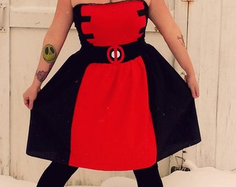 Lady Deadpool inspired dress Cosplay Costume Halloween womens AND plus size custom handmade