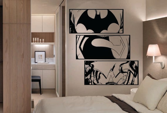 Huge DC Comics Justice League Batman Superman Wonder Woman Comic Strip Wall Art Sticker Home Decor Living Room Bedroom