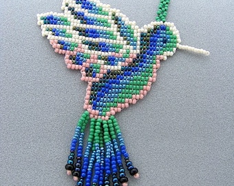 Seed Beaded Hummingbird. Spirit Animal. Native Beadwork. Art