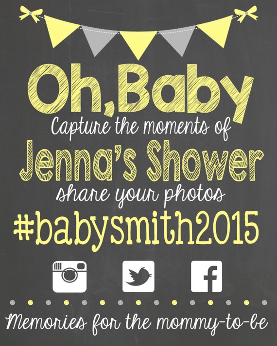 Oh Baby !! Hashtag Chalkboard Sign // Baby Shower // Social Media