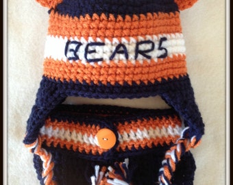 Chicago Football Bears Crochet Baby Hat Baby shower Gift Baby Photo Prop Baby Shower