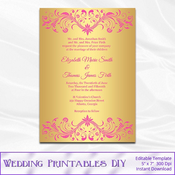 Pink And Gold Invitations Templates 7