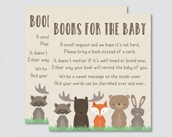 Woodland Baby Shower Bring a Book Instead of a Card Invitation Inserts - Instant Download - Woodland Baby Shower Neutral - 0010
