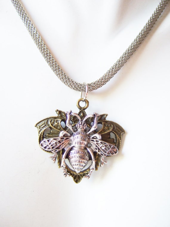 Queen Bee Necklace Bee Jewelry Bee Pendant by HookingYouUpbyBerry
