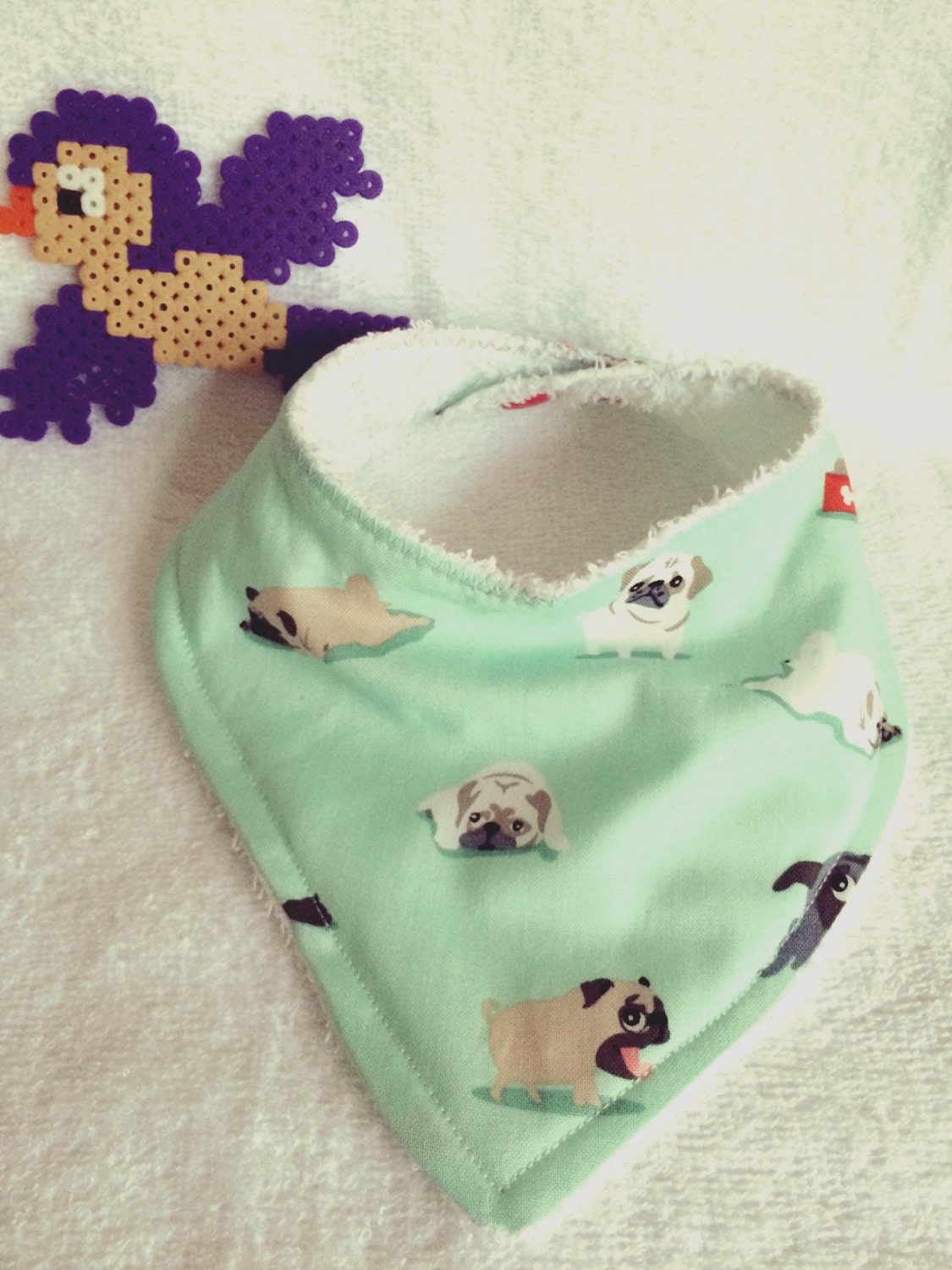 Pug mint green baby bandana bib dogs 