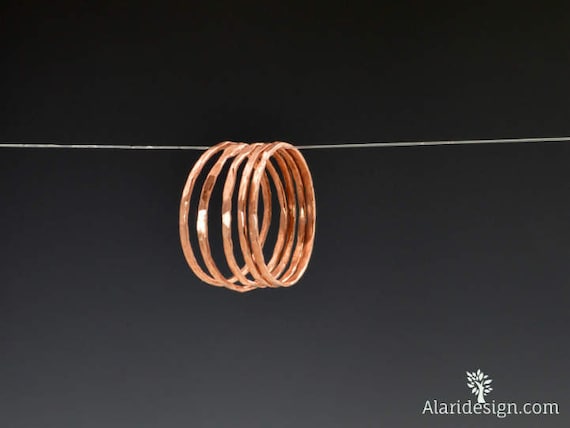 Set of 5 Super Thin Copper Stackable Rings // Copper Rings // Stackable Rings // Stacking Rings // Copper Ring // Hammered Copper Rings