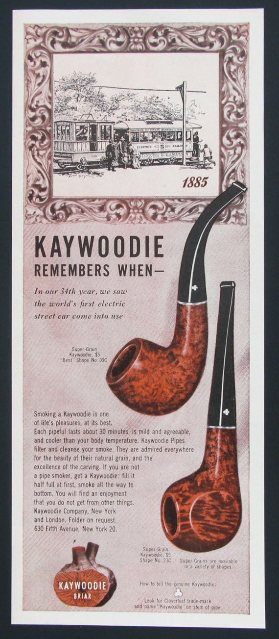 1947 Kaywoodie Ad Vintage Kaywoodie Pipe Ad by RetroReveries