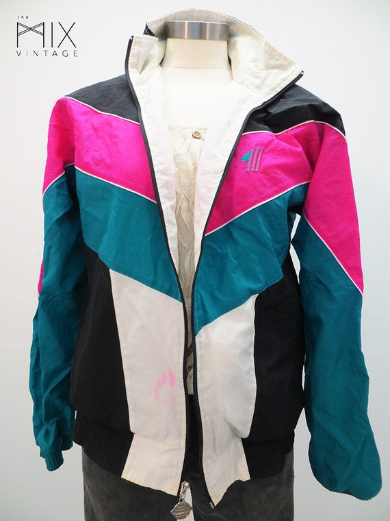 80's Members Only Windbreaker Jacket with Neon Pink
