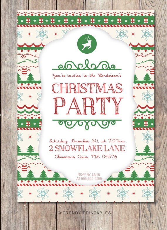 Christmas Party Invitation Printable Christmas Invitation