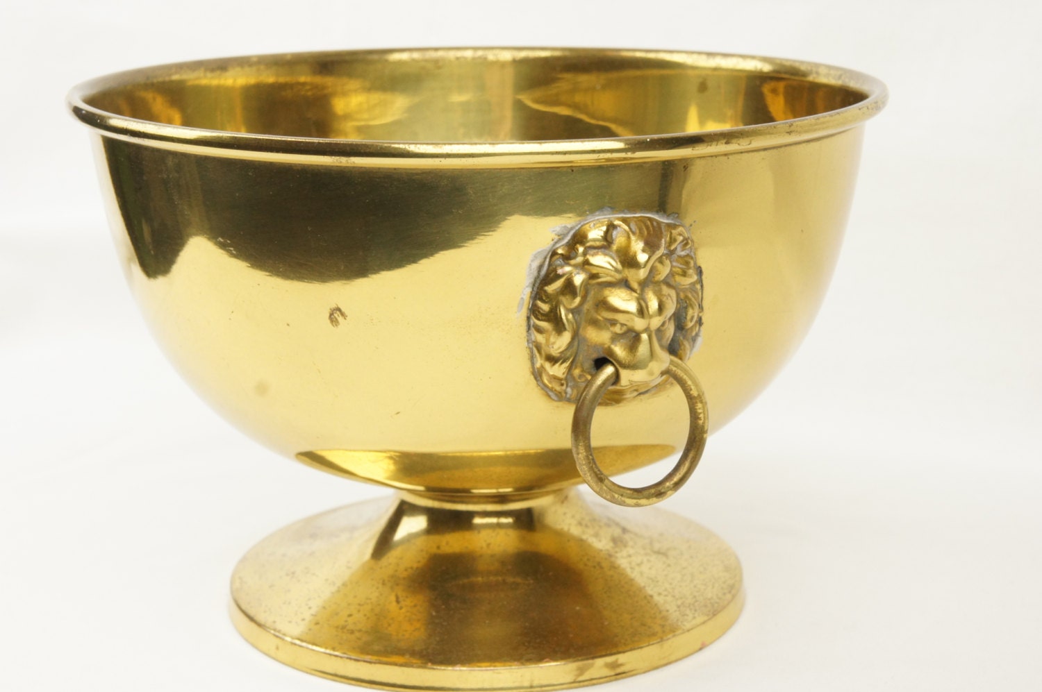 Vintage Brass Planter Fruit Bowl with Lion by TheLotAntiquesandArt